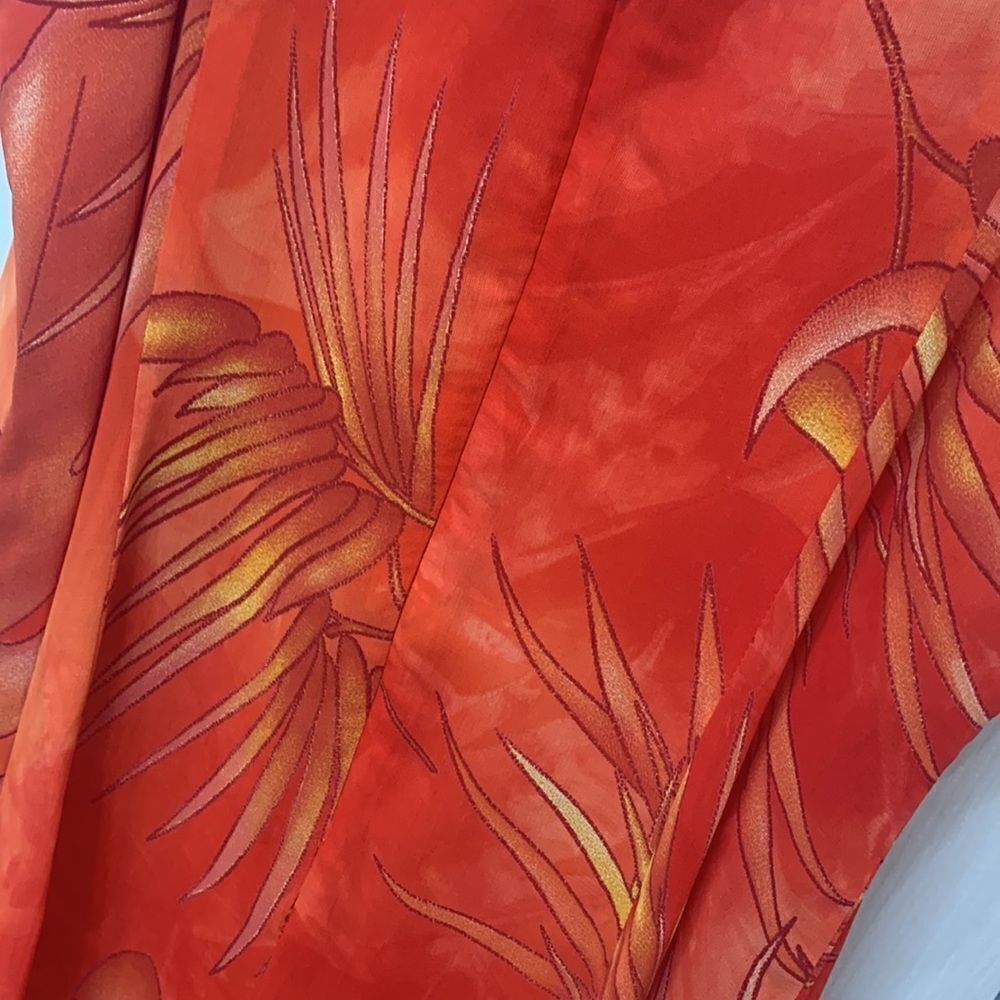 Robbie Bee Sz 10 Square Neck Sleeveless Ruffled Hem Fully Lined Tropical Dress - Picture 7 of 10